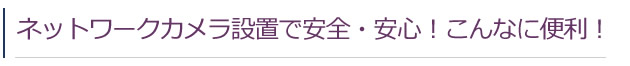 ネットワークカメラ設置で安全・安心！こんなに便利！